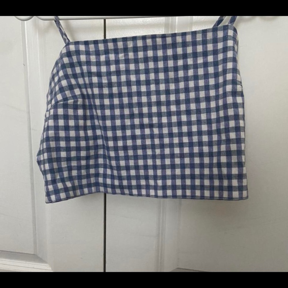 Blue and white checkered brandy melville top